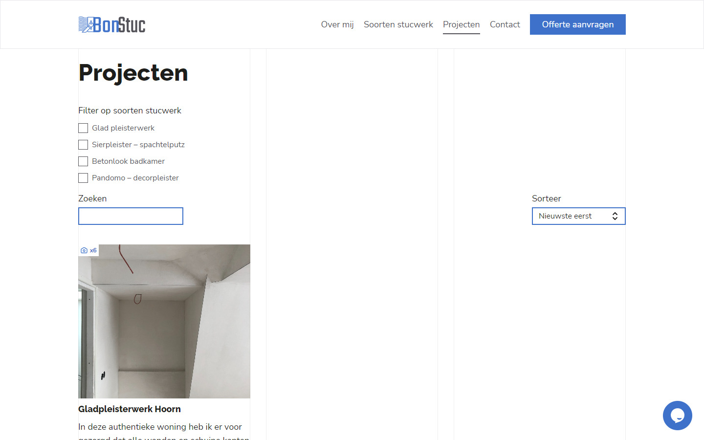 BonStuc projects list page mobile website